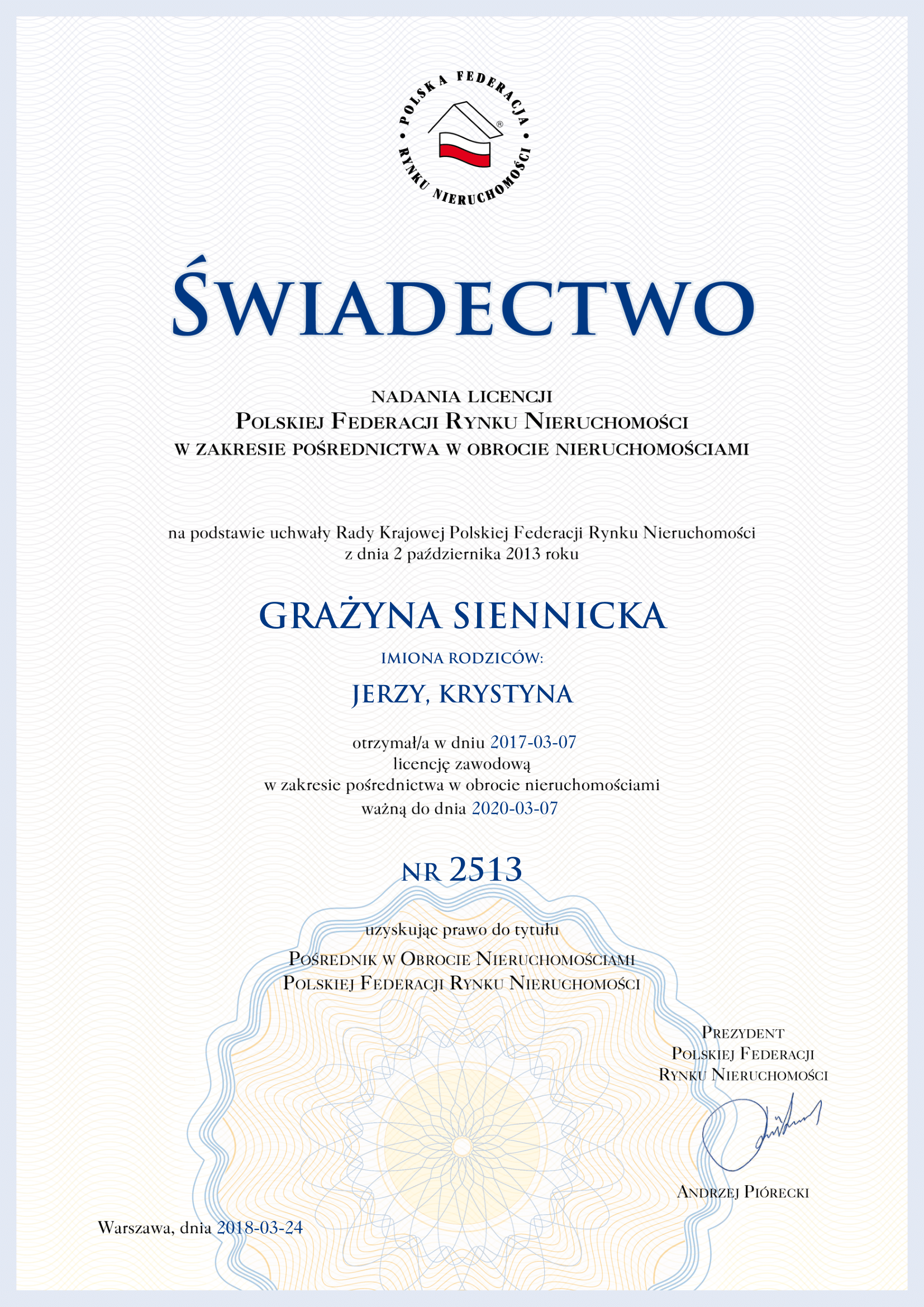 licencja-posrednika-Grazyna-Siennicka-2513-3-1